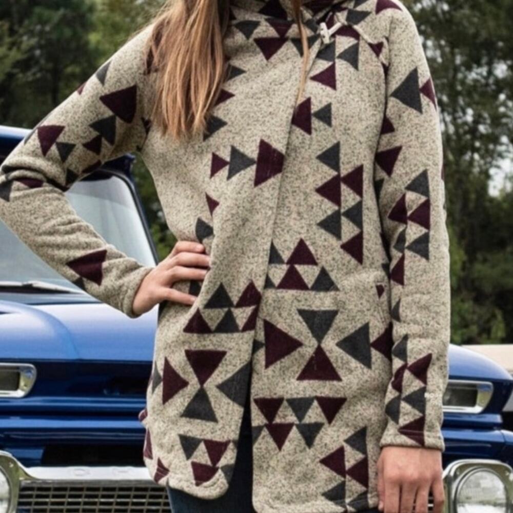 The North Face size S Cresent Wrap Fleece Jacket - Peyote Beige Aztec